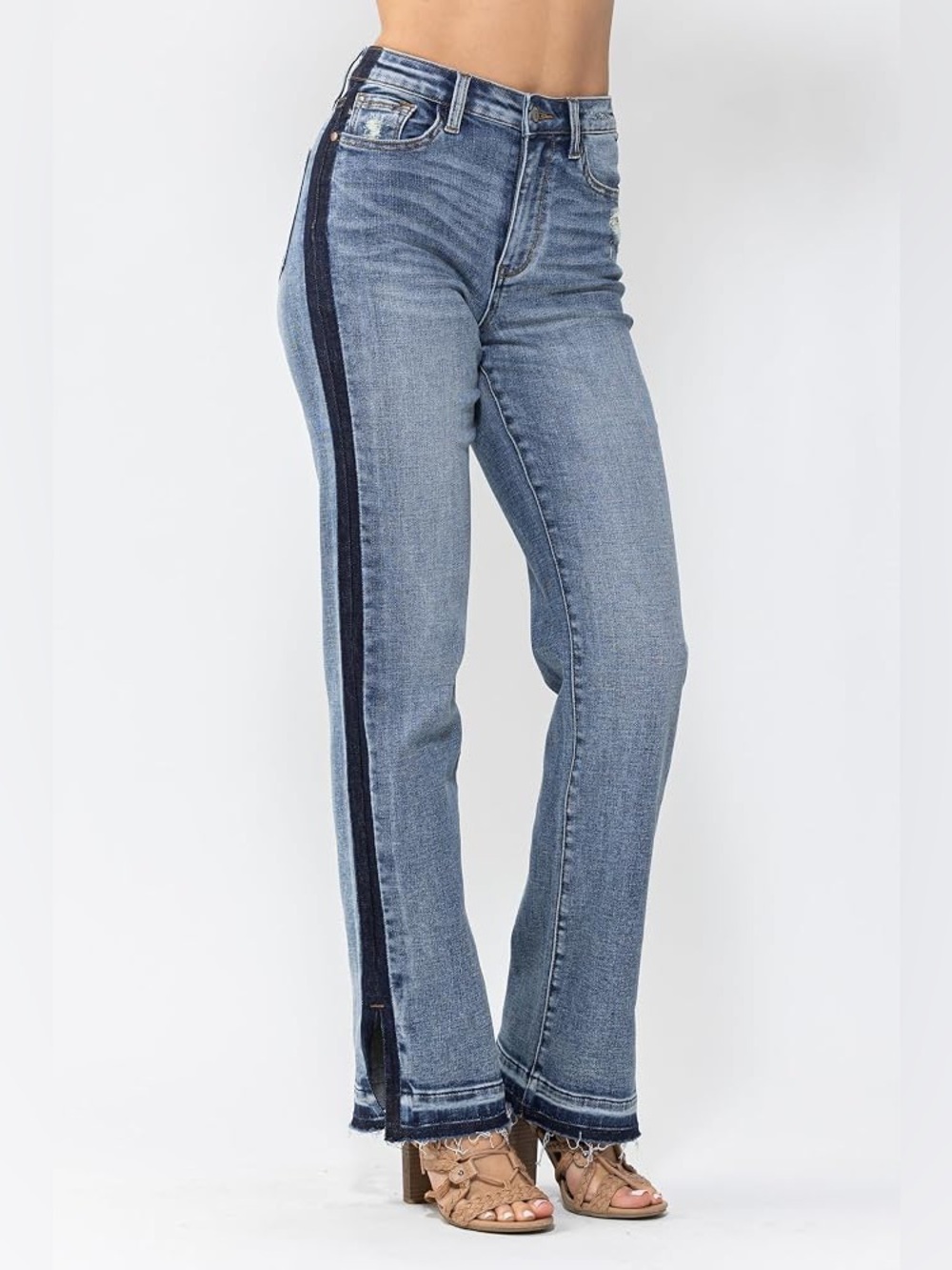 Judy Blue High Waist Side Seam Detail Straight Leg Jeans, size 3